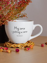 Kubek porcelanowy Miej Serce I Patrzaj W Serce / Adam Mickiewicz / Nadwyraz.com 500 ml biały