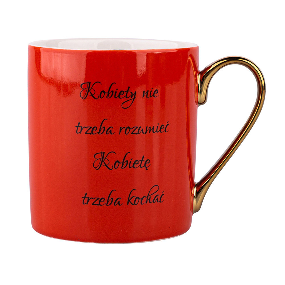 Kubek Porcelanowy Prosty Z Sentencją I Uchem W Kolorze Złota ...