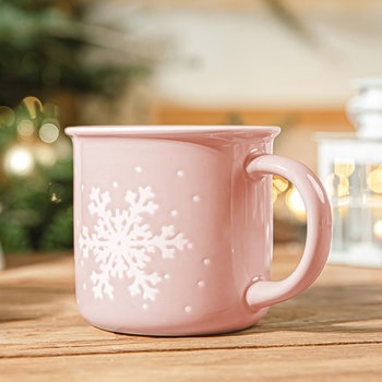 Kubek porcelanowy świąteczny TRINKIE ze śnieżynką, 360ml, Homla - Homla