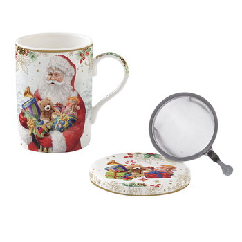 Kubek porcelanowy świąteczny z zaparzaczem - Santa Is Coming 350 ml, Easy Life/Nuova R2S - EASYLIFE