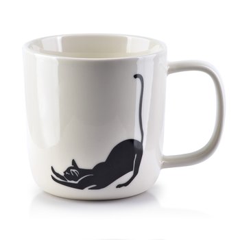 Kubek porcelanowy, Z Czarnym Kotem Sammy Cat, 360 ml, AffekDesign, biały - Affek Design