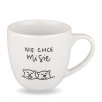 Kubek porcelanowy, z napisami, Nie chce mi sie, 300 ml, Nadzwyczajnie, biały
