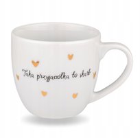 Kubek porcelanowy, z napisami, Taka przyjaciółka to skarb, 300 ml, Nadzwyczajnie, złoty