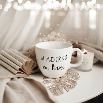 Kubek porcelanowy, z napisami, Wiaderko na kawę, 1000 ml, Nadzwyczajnie, biały - Nadzwyczajnie