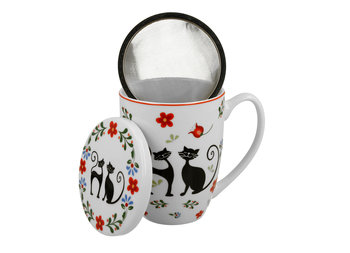 Kubek porcelanowy, z zaparzaczem, 350 ml, Duo-Gift - Duo-Gift