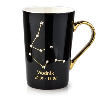 Kubek porcelanowy, ZODIAK WODNIK, 430 ml, AffekDesign, czarny - Mondex