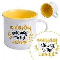 KUBEK RETRO Żółty Na Prezent Urodziny MOTYWACYJNE NAPISY The Weekend Wzory