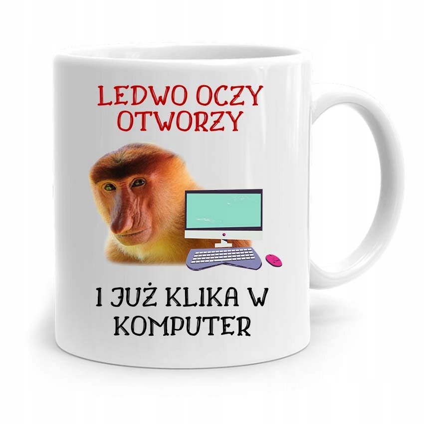 KUBEK ŚMIESZNY NOSACZ JANUSZ LEDWO OCZY OTWORZY Z Nadrukiem Ze Zdjęciem ...