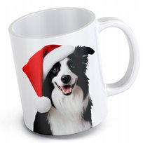 Kubek świąteczny pies border collie na prezent pod choinkę na święta słodki
