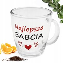Kubek szklany 390ml DLA BABCI kubeczek szklanka Dzień BABCI herbata prezent Tragar