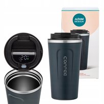 Kubek Termiczny 510 Ml Z Wyświetlaczem Led Granatowy (Wymienna Bateria)