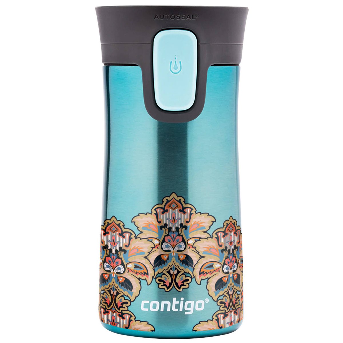 Kubek termiczny Contigo Pinnacle 300ml z nadrukiem - Pansy, turkusowy ...
