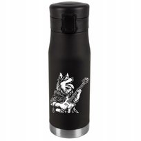 Kubek Termiczny Grawer Prezent Imieniny Urodziny Srebrny PIES Z GITARĄ 007