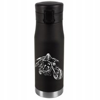 Kubek Termiczny Prezent Imieniny Urodziny Srebrny KOSTUCHA NA MOTORZE 020