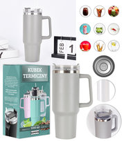 Kubek Termiczny Termos Ze Słomką Stal Nierdzewna Duży Xxl 1200 Ml + Słomka Gordon