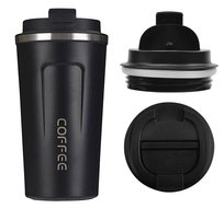 Kubek termiczny ze stali nierdzewnej COFFEE 510ml na zimę i lato czarny AG369B