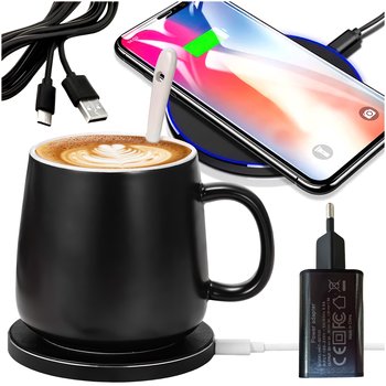 Kubek termos podgrzewany + akcesoria ładowarka indukcyjna telefon 2w1 18W Pomysł na prezent - Bounn