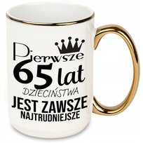 KUBEK XXL BIAŁY 450ML IDEALNY PREZENT URODZINOWY NA 65 URODZINY TOP WZORY