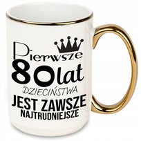 KUBEK XXL BIAŁY 450ML IDEALNY PREZENT URODZINOWY NA 80 URODZINY TOP WZORY