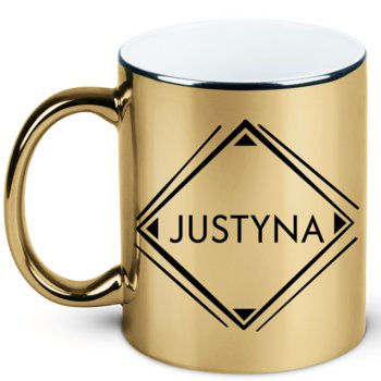 Kubek z imieniem Justyna prezent dla Justyny, 5, złoty - hiperprezenty.pl