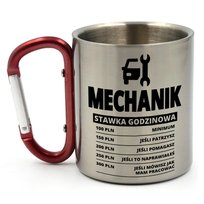 Kubek z karabińczykiem Mechanik Stawka Godzinowa. Prezent dla mechanika, 300ml / GiTees
