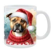 Kubek z psem Staffordshire Bull Terrier - Kolekcja Świąteczna