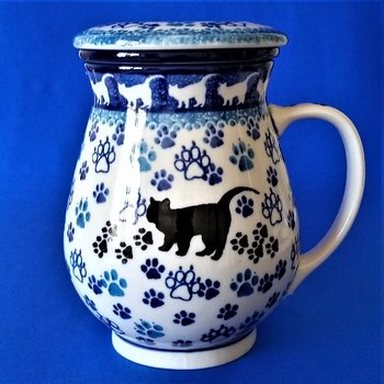 Kubek z zaparzaczem 460 ml, Kotek, Ceramika Artystyczna Bolesławiec - Ceramika Artystyczna Bolesławiec