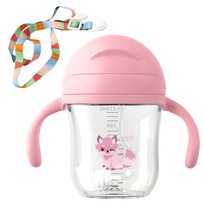 Kubek ze słomką obciążoną do nauki picia, bidon Sippy - kolor różowy