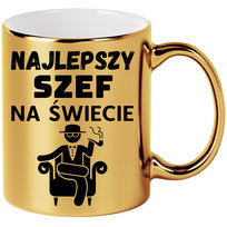 Kubek Złoty Najlepszy Szef Na Świecie 330ML Ceramiczny Z Nadrukiem Dla Szefa