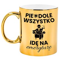 Kubek zloty Odejście na EMERYTURE pozegnanie z pracy prezent pożegnalny