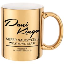 KUBEK ZŁOTY Prezent dla NAUCZYCIELA Wzory + IMIĘ