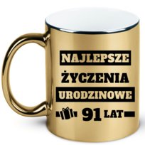 Kubek złoty prezent na dziewięćdziesiąte pierwsze urodziny, 91 lat + imię, 5