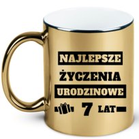 Kubek złoty prezent na siódme urodziny, 7 lat + imię, 5