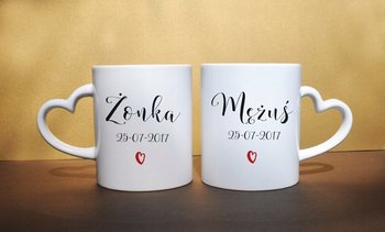 Kubki ceramiczne na rocznicę ślubu z datą dla męża i żony, zestaw kubków na rocznicę ślubu, Sowia Aleja - Inny producent