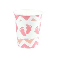 Kubki Papierowe Na Baby Shower Stópki Różowy 6Szt
