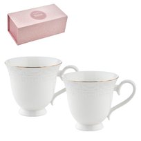 Kubki porcelanowe Florina Sima 350 ml 2 szt. ze złoconymi paskami Florina