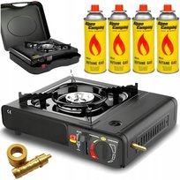 KUCHENKA GAZOWA TURYSTYCZNA PRZENOŚNA 4x GAZ 2 IN 1 KARTUSZE ZESTAW ADAPTER Płomyk