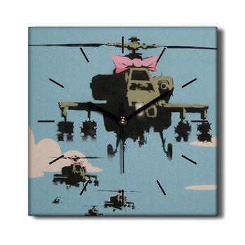 Kuchenny zegar na płótnie Helikopter Banksy 30x30, Coloray - Coloray