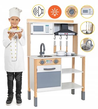 Kuchnia Drewniana dla Dzieci + Akcesoria Kuchenka z Akcesoriami Garnki LED - Active Hobby