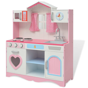 Kuchnia zabawkowa różowa/biała 82x30x100 cm - Zakito