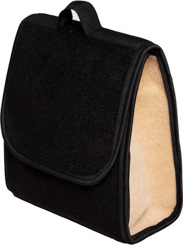 Kuferek samochodowych organizer torba bagażnika - MAX-DYWANIK (pionowy) – Czarny ( z beżowymi boczkami - taśma czarna) - Max-Dywanik