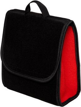 Kuferek samochodowych organizer torba bagażnika - MAX-DYWANIK (pionowy) – Czarny ( z czerwonymi boczkami - taśma czarna) - Max-Dywanik