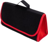 Kuferek samochodowych organizer torba bagażnika - MAX-DYWANIK (poziomy) – Czarny ( z czerwonymi boczkami)
