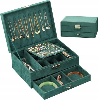 Kuferek szkatułka organizer pudełeczko na biżuterię pojemny futerał duży - Edibazzar