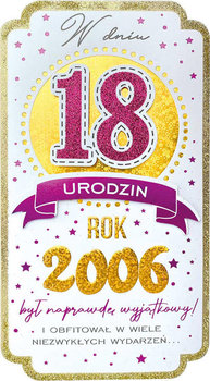 Kukartka, Kartka na 18 urodziny, na osiemnastkę dla kobiety, rocznik 2006 - Kukartka