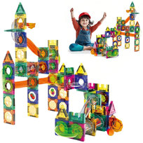 Kulkowy tor wyścigowy, 160 sztuk, zestaw klocków magnetycznych, zabawka edukacyjna dla dzieci, dziewczynek i chłopców w wieku 3–7 lat, gry edukacyjne