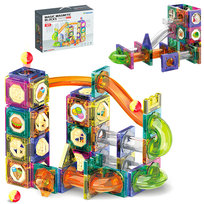 Kulkowy tor wyścigowy, 94 sztuk, zestaw klocków magnetycznych, zabawka edukacyjna dla dzieci, dziewczynek i chłopców w wieku 3–7 lat, gry edukacyjne
