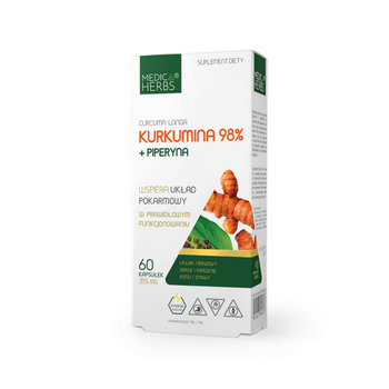 Kurkumina 98% + piperyna Suplement diety, 60 kapsułek Medica Herbs UKŁAD POKARMOWY - Medica Herbs