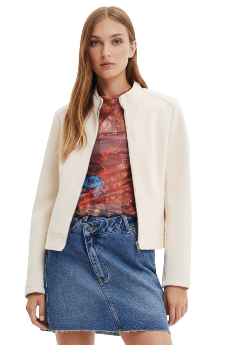 DESIGUAL Kurtka damska Desigual Las Vegas z eko skóry ecru-XS