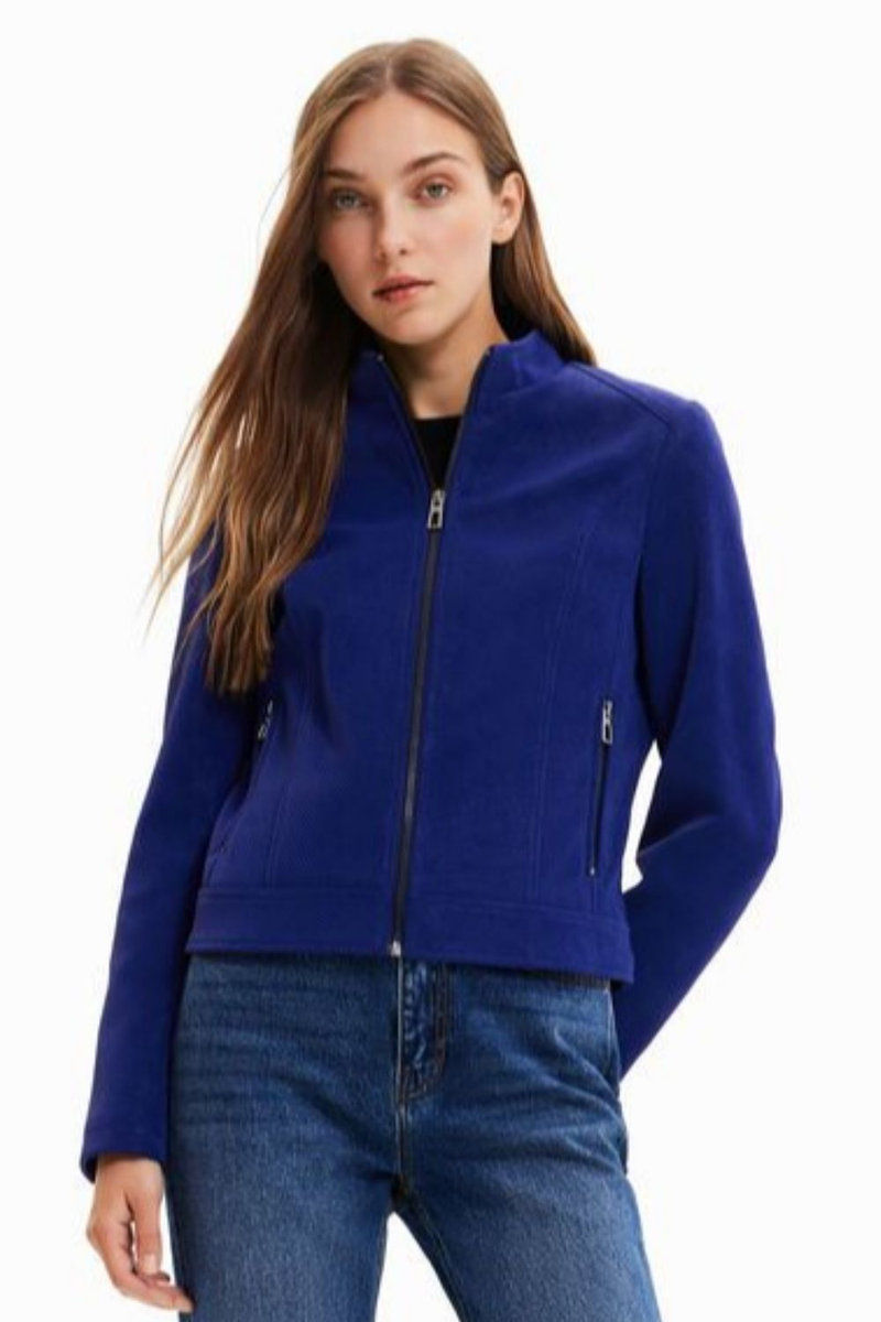 DESIGUAL Kurtka damska Desigual Las Vegas z eko skóry niebieska-XS